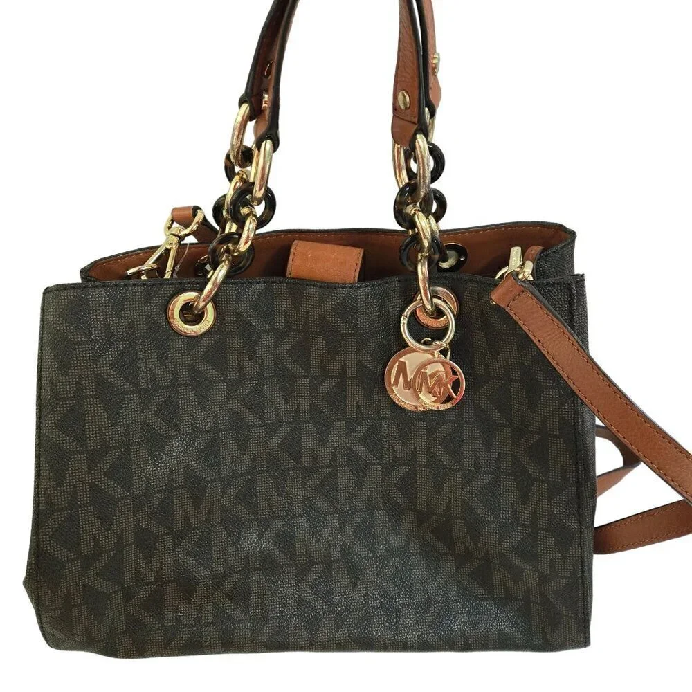 Michael Michael Kors Signature Coated Canvas Medium Cynthia Tote Designer Bag